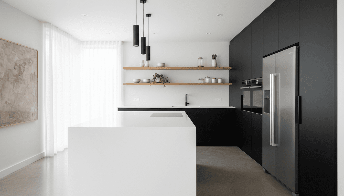 Modern renovated kitchen with new cabinets and appliances