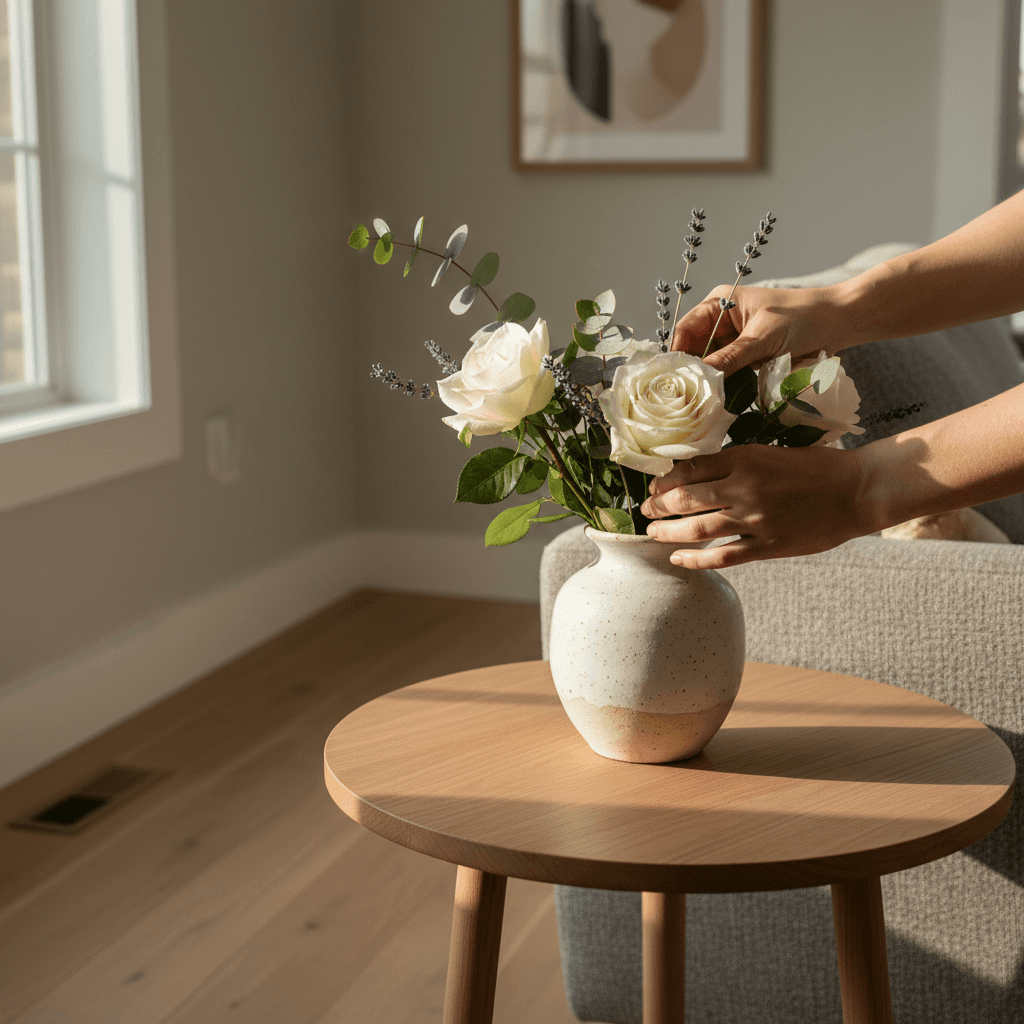 Bright renovated living room with new flooring and paint